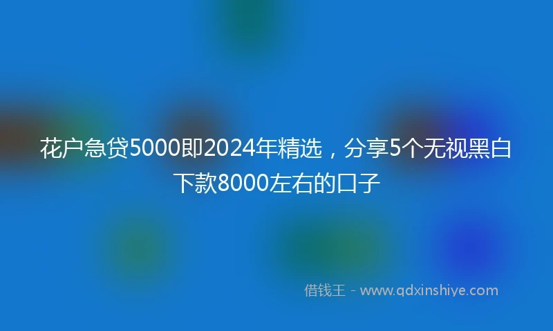 花户急贷5000即2024年精选，分享5个无视黑白下款8000左右的口子