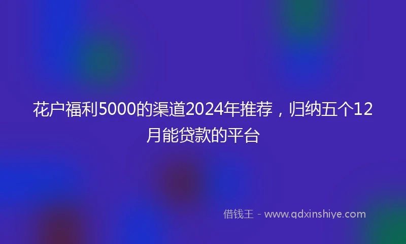 花户福利5000的渠道2024年推荐，归纳五个12月能贷款的平台