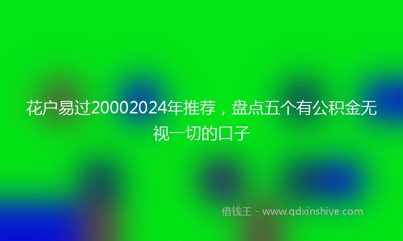花户易过20002024年推荐，盘点五个有公积金无视一切的口子