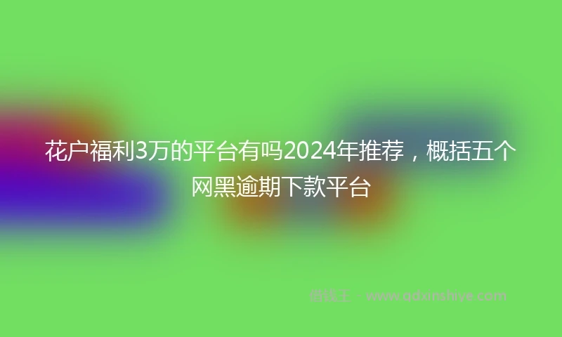 花户福利3万的平台有吗2024年推荐，概括五个网黑逾期下款平台