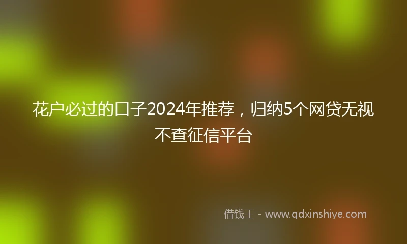 花户必过的口子2024年推荐，归纳5个网贷无视不查征信平台