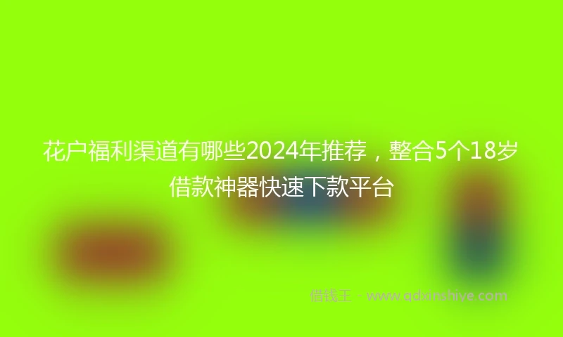 花户福利渠道有哪些2024年推荐，整合5个18岁借款神器快速下款平台