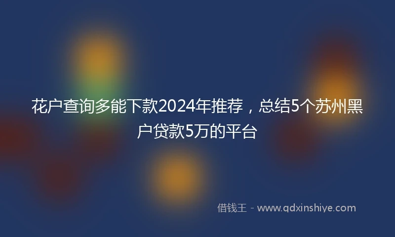 花户查询多能下款2024年推荐，总结5个苏州黑户贷款5万的平台