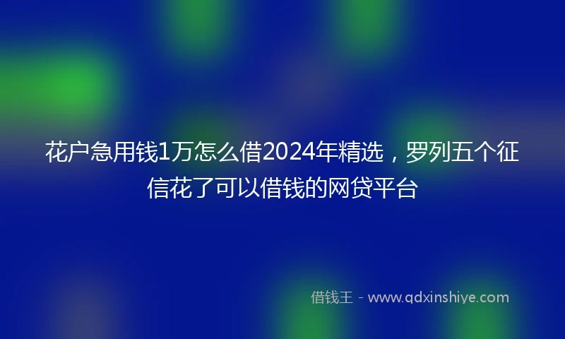 花户急用钱1万怎么借2024年精选，罗列五个征信花了可以借钱的网贷平台