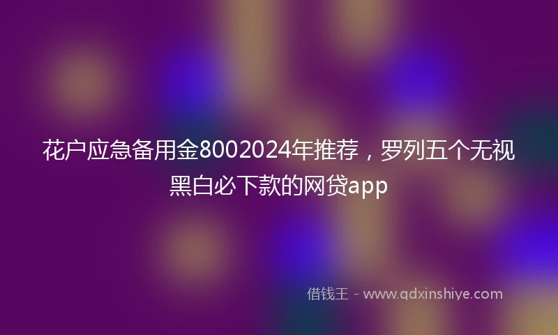 花户应急备用金8002024年推荐，罗列五个无视黑白必下款的网贷app