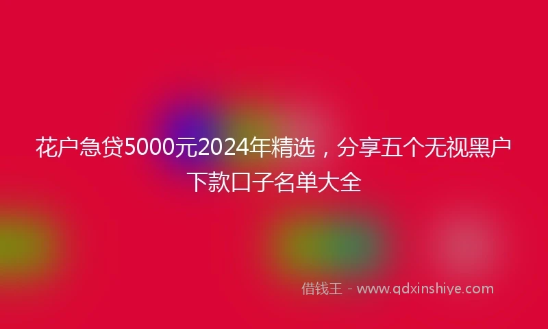 花户急贷5000元2024年精选，分享五个无视黑户下款口子名单大全