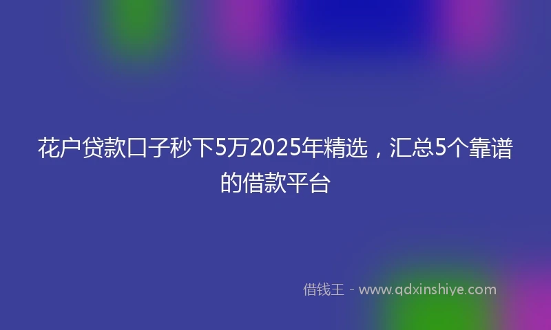 花户贷款口子秒下5万2025年精选，汇总5个靠谱的借款平台