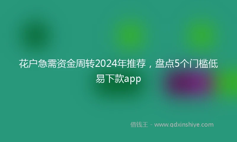 花户急需资金周转2024年推荐，盘点5个门槛低易下款app