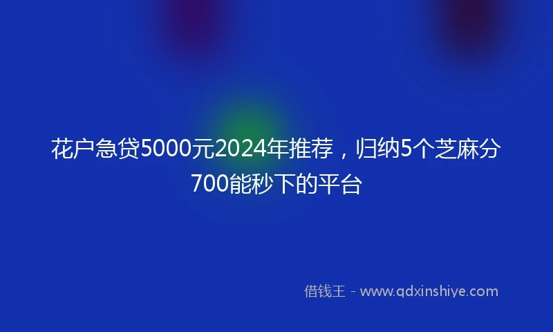 花户急贷5000元2024年推荐，归纳5个芝麻分700能秒下的平台