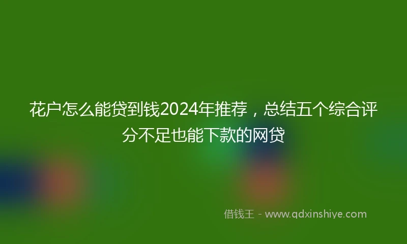 花户怎么能贷到钱2024年推荐，总结五个综合评分不足也能下款的网贷