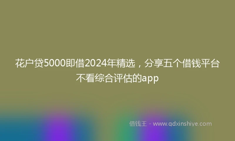 花户贷5000即借2024年精选，分享五个借钱平台不看综合评估的app