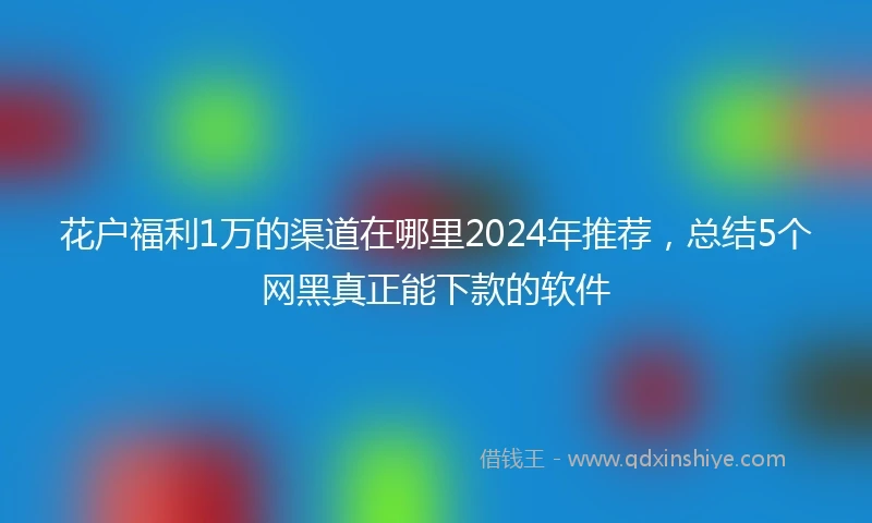 花户福利1万的渠道在哪里2024年推荐，总结5个网黑真正能下款的软件