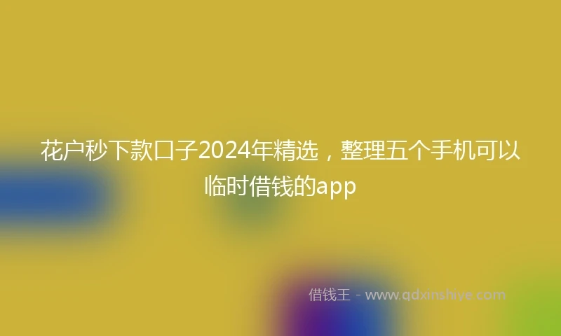 花户秒下款口子2024年精选，整理五个手机可以临时借钱的app