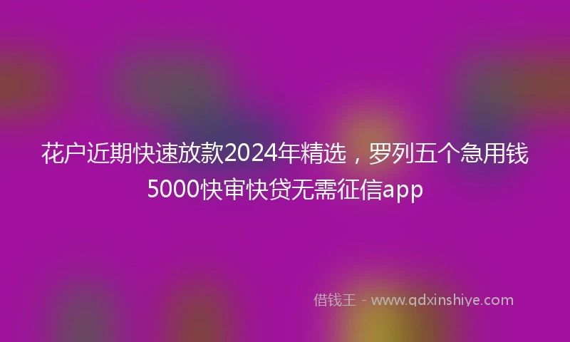 花户近期快速放款2024年精选，罗列五个急用钱5000快审快贷无需征信app
