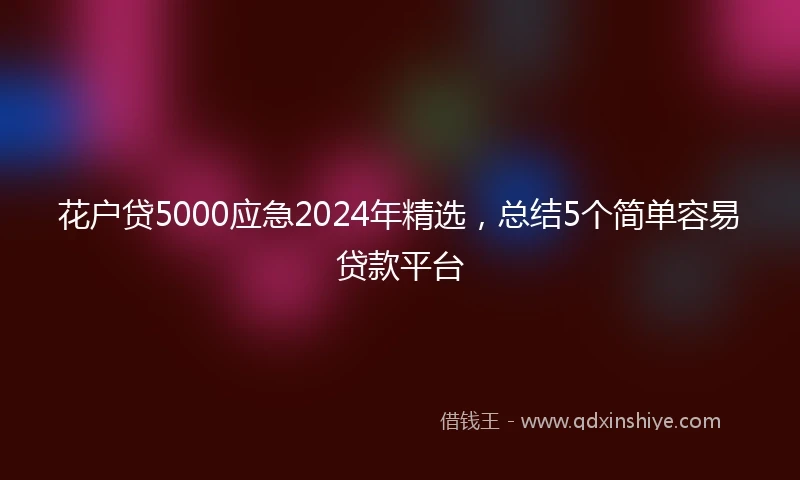 花户贷5000应急2024年精选，总结5个简单容易贷款平台