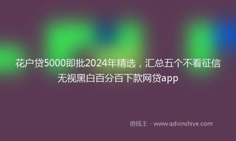 花户贷5000即批2024年精选，汇总五个不看征信无视黑白百分百下款网贷app