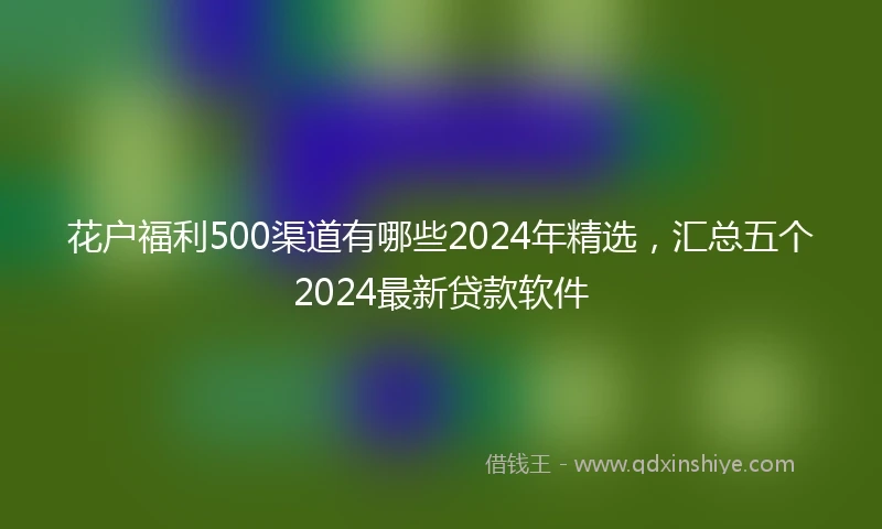 花户福利500渠道有哪些2024年精选，汇总五个2024最新贷款软件