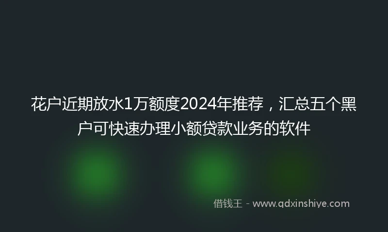 花户近期放水1万额度2024年推荐，汇总五个黑户可快速办理小额贷款业务的软件