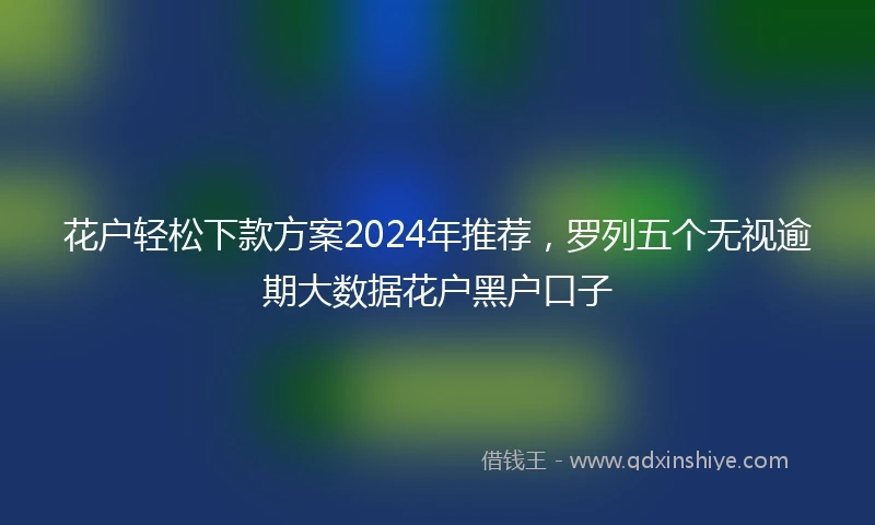 花户轻松下款方案2024年推荐，罗列五个无视逾期大数据花户黑户口子