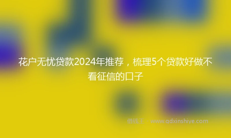 花户无忧贷款2024年推荐，梳理5个贷款好做不看征信的口子