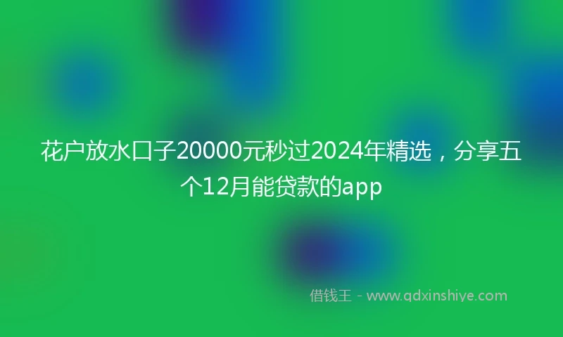 花户放水口子20000元秒过2024年精选，分享五个12月能贷款的app