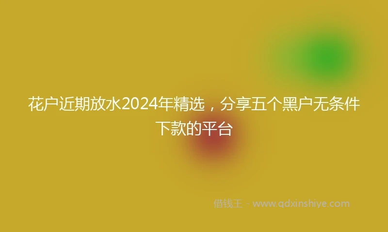 花户近期放水2024年精选，分享五个黑户无条件下款的平台