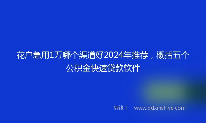 花户急用1万哪个渠道好2024年推荐，概括五个公积金快速贷款软件