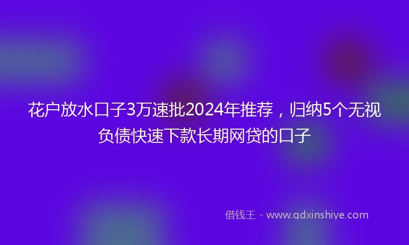 花户放水口子3万速批2024年推荐，归纳5个无视负债快速下款长期网贷的口子