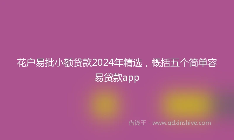 花户易批小额贷款2024年精选，概括五个简单容易贷款app