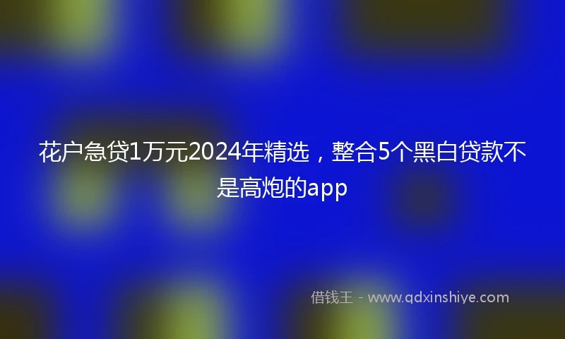 花户急贷1万元2024年精选，整合5个黑白贷款不是高炮的app