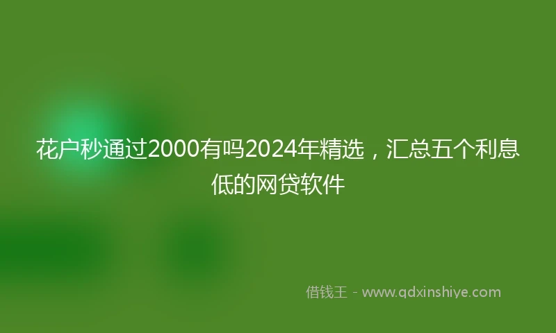 花户秒通过2000有吗2024年精选，汇总五个利息低的网贷软件