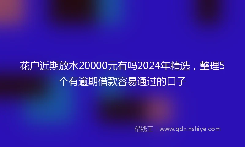 花户近期放水20000元有吗2024年精选，整理5个有逾期借款容易通过的口子