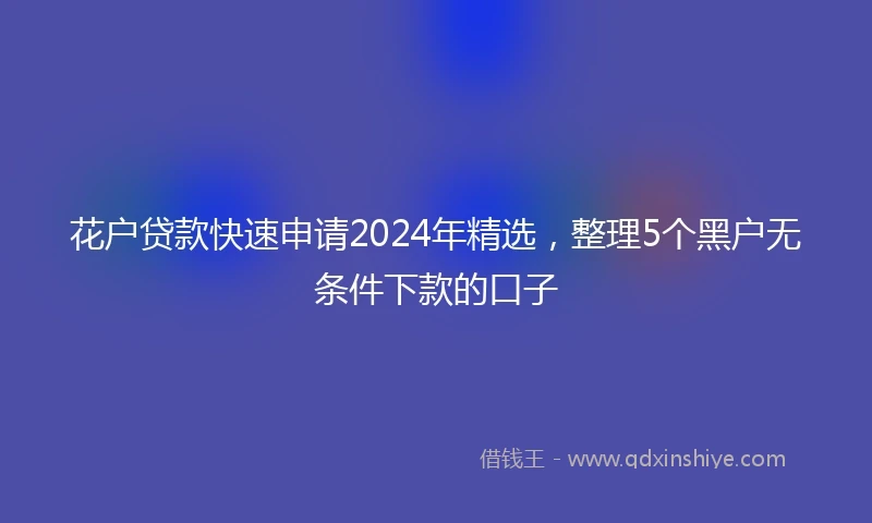 花户贷款快速申请2024年精选，整理5个黑户无条件下款的口子