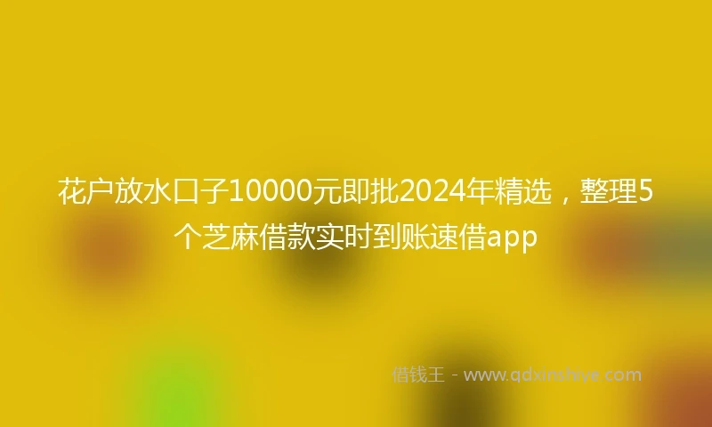 花户放水口子10000元即批2024年精选，整理5个芝麻借款实时到账速借app