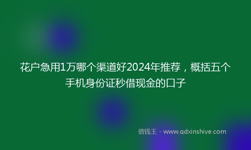 花户急用1万哪个渠道好2024年推荐,概括五个手机身份证秒借现金的口子