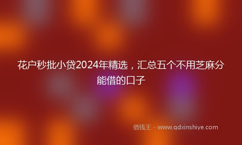 花户秒批小贷2024年精选，汇总五个不用芝麻分能借的口子