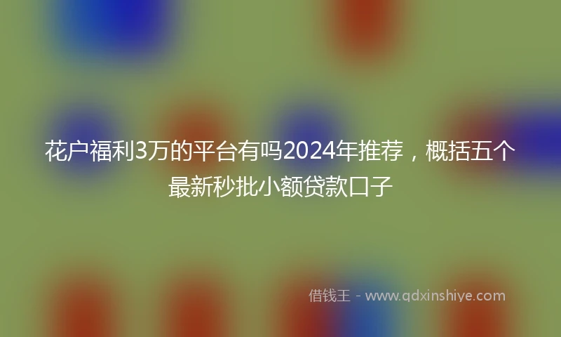 花户福利3万的平台有吗2024年推荐，概括五个最新秒批小额贷款口子