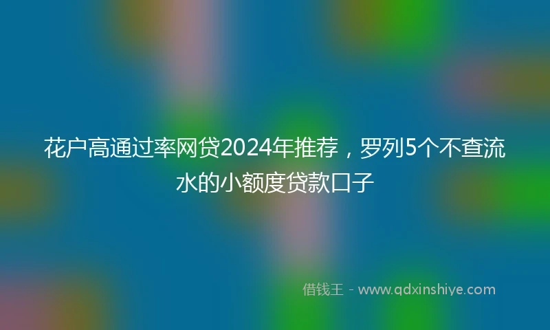 花户高通过率网贷2024年推荐，罗列5个不查流水的小额度贷款口子
