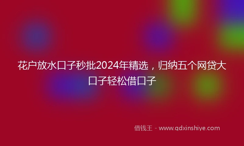 花户放水口子秒批2024年精选，归纳五个网贷大口子轻松借口子