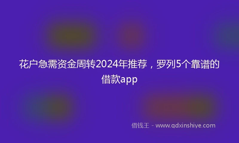 花户急需资金周转2024年推荐，罗列5个靠谱的借款app