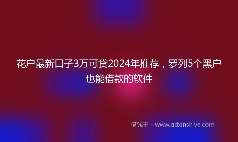 花户最新口子3万可贷2024年推荐，罗列5个黑户也能借款的软件