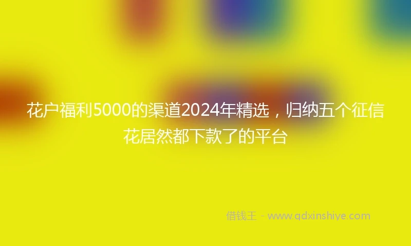 花户福利5000的渠道2024年精选，归纳五个征信花居然都下款了的平台