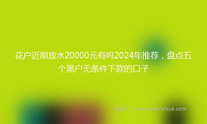 花户近期放水20000元有吗2024年推荐，盘点五个黑户无条件下款的口子