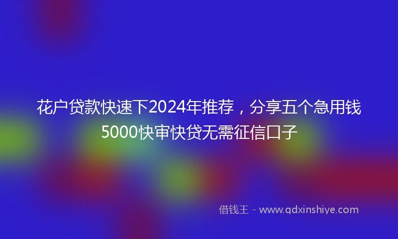 花户贷款快速下2024年推荐，分享五个急用钱5000快审快贷无需征信口子