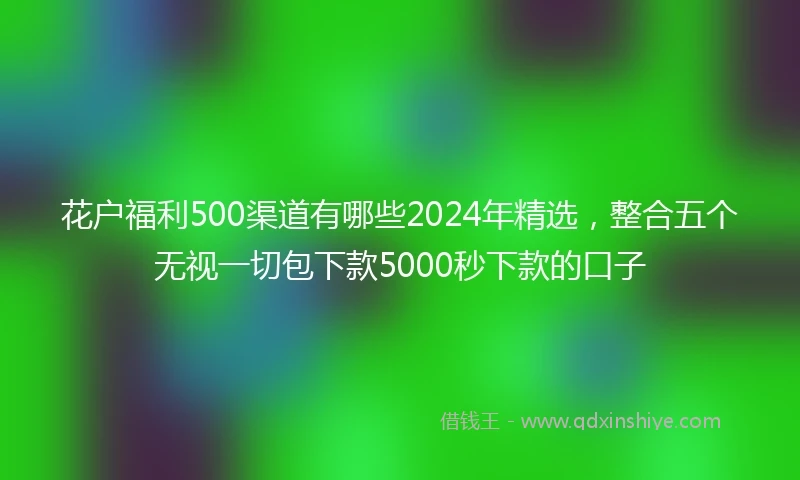 花户福利500渠道有哪些2024年精选，整合五个无视一切包下款5000秒下款的口子
