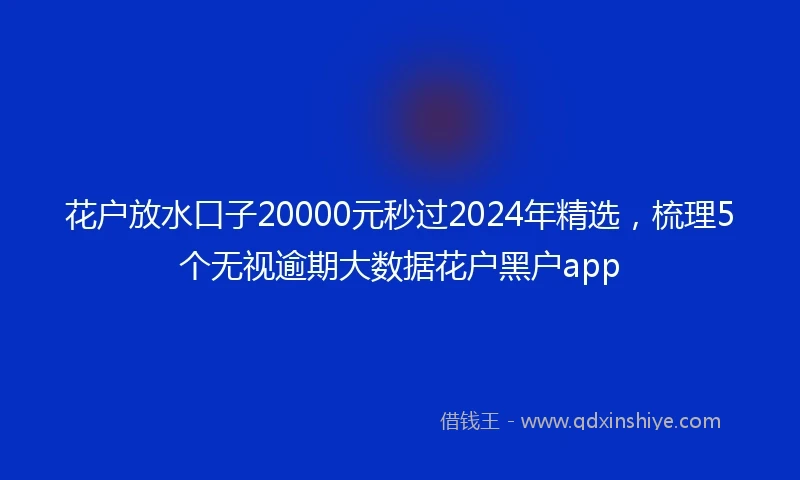 花户放水口子20000元秒过2024年精选，梳理5个无视逾期大数据花户黑户app