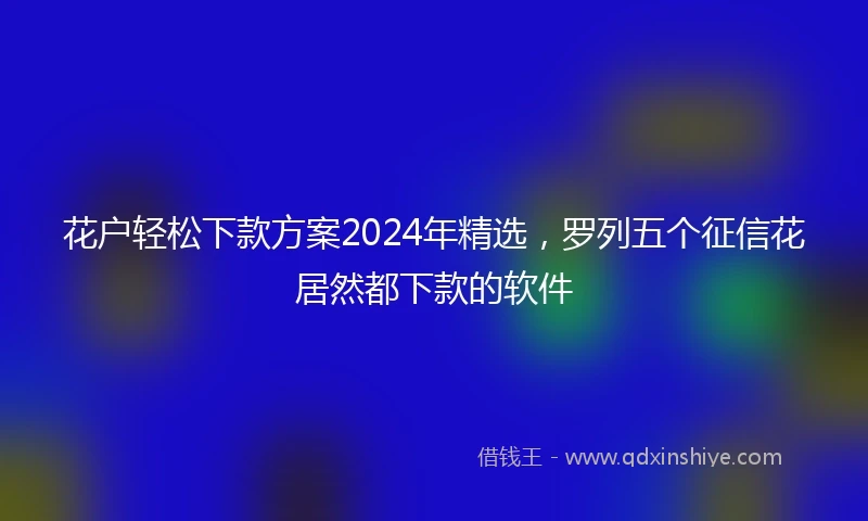 花户轻松下款方案2024年精选，罗列五个征信花居然都下款的软件