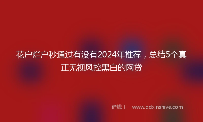 花户烂户秒通过有没有2024年推荐，总结5个真正无视风控黑白的网贷