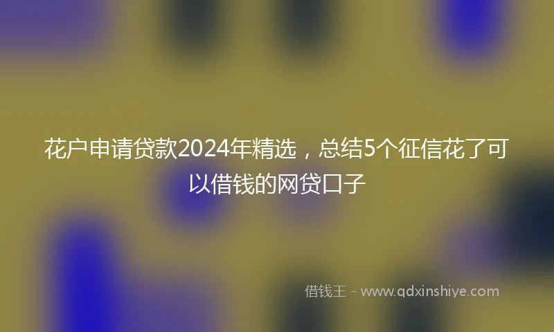 花户申请贷款2024年精选，总结5个征信花了可以借钱的网贷口子