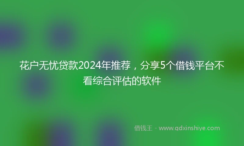 花户无忧贷款2024年推荐，分享5个借钱平台不看综合评估的软件